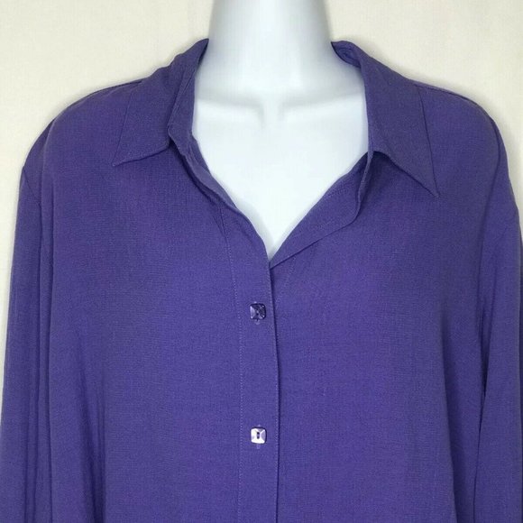 Coldwater Creek XL Blouse Long Tab Sleeve Purple - Picture 2 of 9